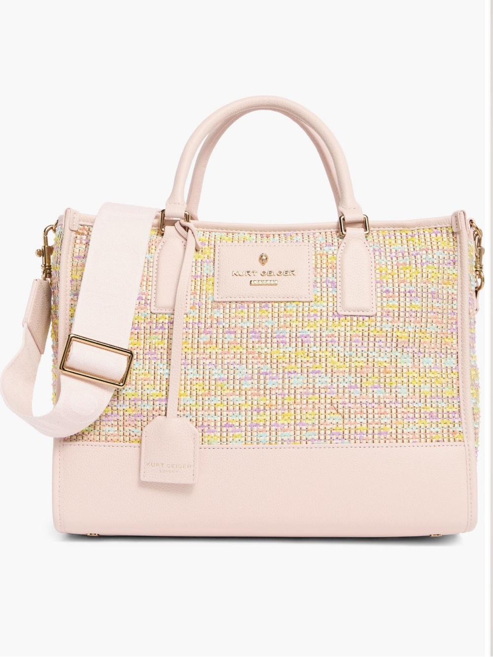 Kurt Geiger Pastel Pink Tweed Top-Handle Satchel